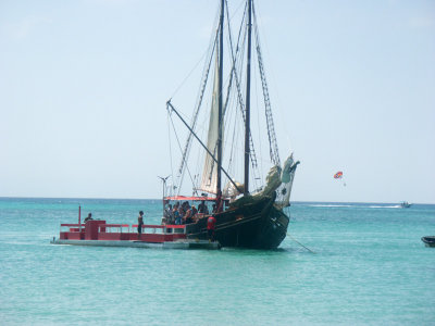 One of the tourist yachts