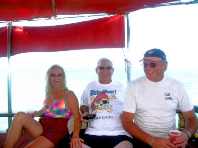 Sandi Pat and Dave on the Jolly Pirates tour yacht 13.10.2003