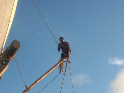 One of the crew putting on a display