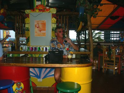 Dave enjoying a beer at Manbo Jambo 13.10.2003