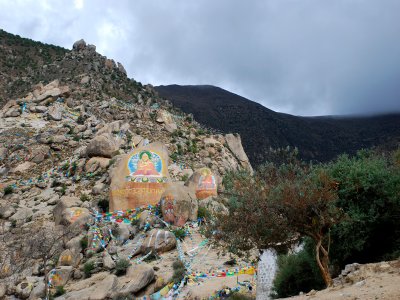 Rock paintings at Drepung Monastery