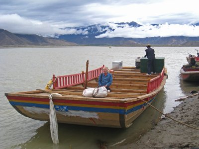  On the boat to cross the Brahmaputra River to Samye Monastery