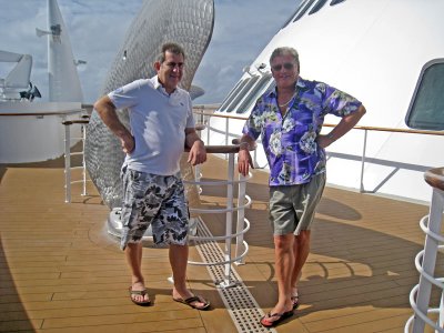 Mark and Dave on the deck of the QM2