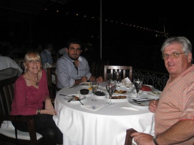 Enjoying a beautiful seafood dinner in Istanbul Sept 2, 2010