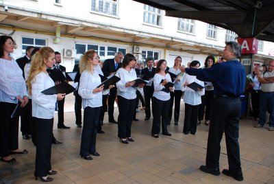 In Bucharest Romania we had a choir to greet us Sept 5, 2010