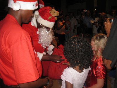 Santa handing out presents