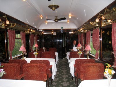 One of the 3 beautiful dining cars on the train Sept 8, 2010
