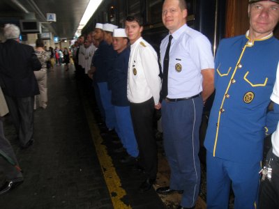 The Orient Express staff lined up to say goodbye Sept 8