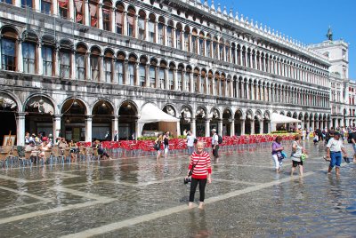 Ankle deep in water at St Mark's Square