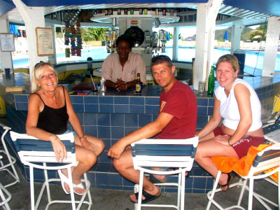 St Kitts - Rene with our new English friends at pool bar