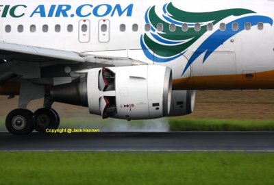 Wet runway reverse thrust