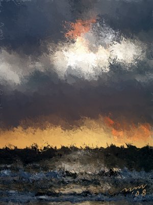 Stormy Sunset at the Beach in Abstract