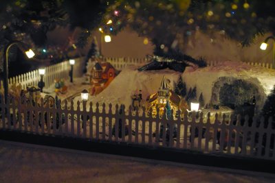 Train and Village under Living Room Tree