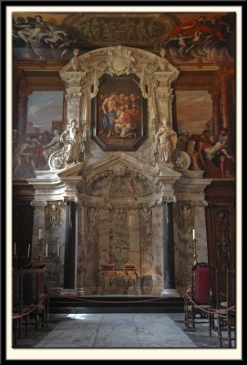 Altar-piece designed by Cibber, carved by Samual Watson and Others.