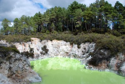 Unusual colors in pools at thermal area.