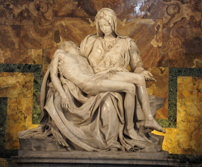 The Pieta by Michelangelo
Michelangelo carved it when he was 24 years old.