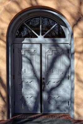 Blue Door and Shadows - Old Town - Albuquerque, New Mexico