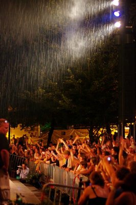 performing in the rain