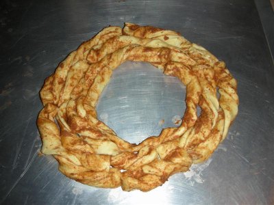 Twist dough strips into a ring