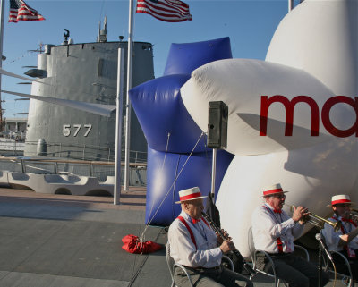 USS GRowler and a Dixieland band