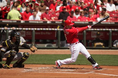 Reds outfielder Jerry Hairston Jr.  take a hack