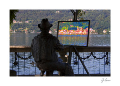 Drle de peintre au lac d'Orta ( Italie )