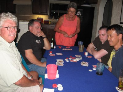 guys and Linda playing poker