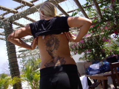 Helon loved the tattoo on Cortney's back