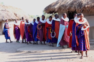 The Maasai women arrive