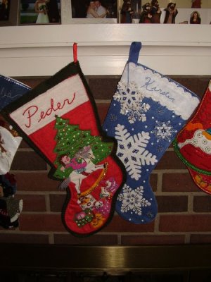 Peder and Kirsten (Marna made and gave Kirsten her stocking the first year of their engagement)