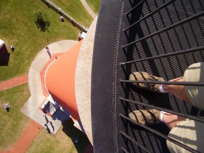 This is a good look down the tower (and at the feet)