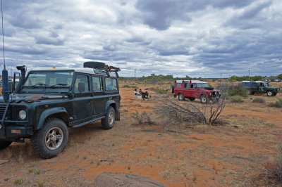Three great Landrovers on the Tibooburra Race Course.