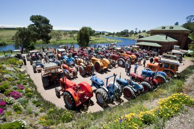TRACTORS AT THE OLD PUMP HOUSE ON THE WOLLONDILLY RIVER AT GOULBURN