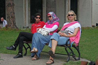 Sharing a bench: Mary