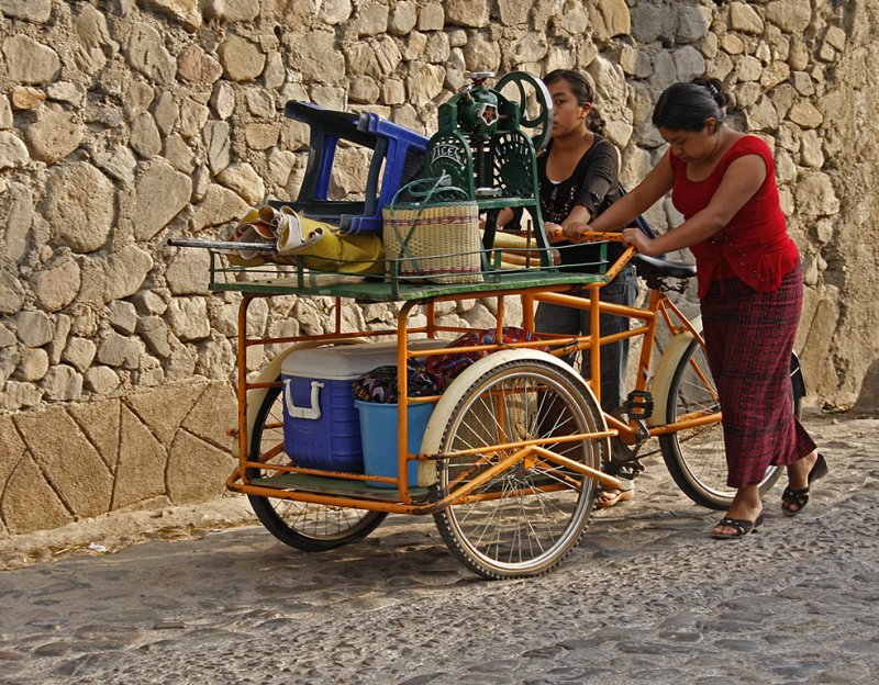Women Pushing Food Cart