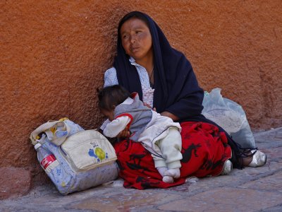 Street Mother and Baby