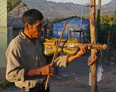 Chorti Man Playing Fiddle