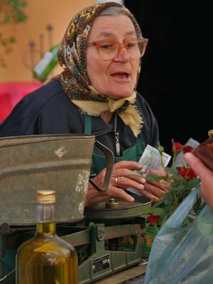 Woman Selling Olive Oil