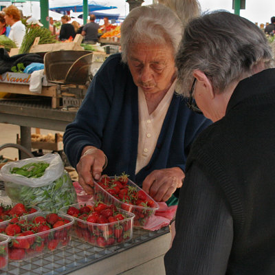 Woman Selling Strawberries