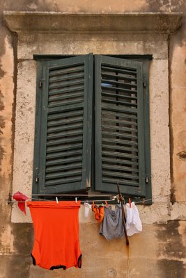 Green Shutters Orange Shirt