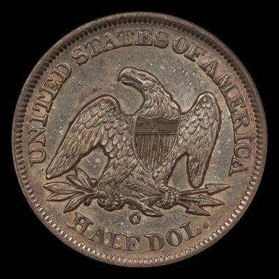1855-O With ArrowsSeated Half DollarNGC AU 50