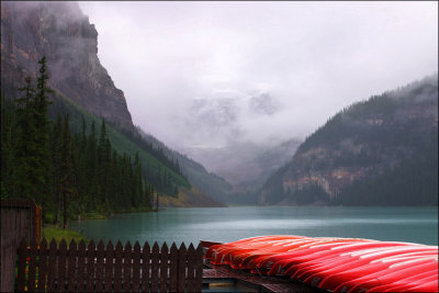 Lake Louise in the rain