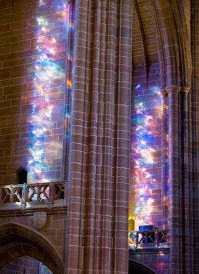 Stained glass reflections in Liverpool Cathedral 11 April 2009