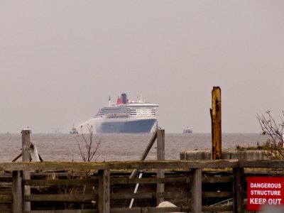 QM2 approaching Liverpool