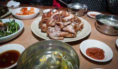 Marinated pork with side dishes