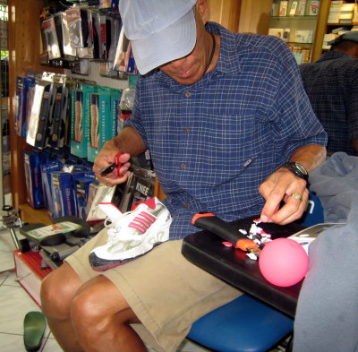 after resigning to the brace, Glenn does shoe surgery to make it fit