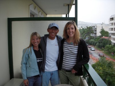 Lisa, Glenn & Allison arrive at John's Hotel in Glyfada