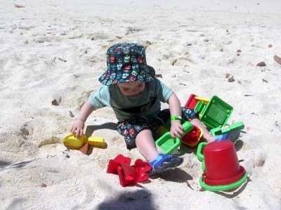 Scott playing on Sapphire Beach