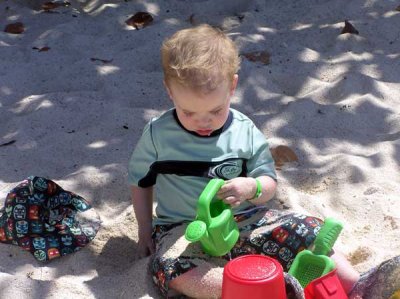 Scott playing on Sapphire Beach