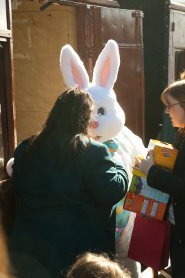 Handing out Easter Eggs